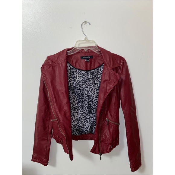 Faux Maroon Leather Jacket - Picture 1 of 3